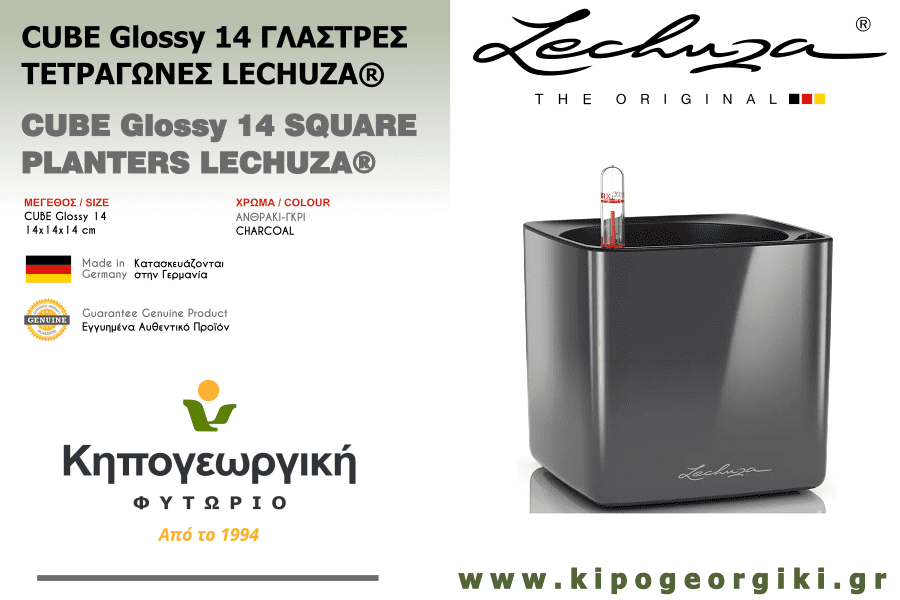 CUBE Glossy 14 Charcoal LECHUZA Self-Watering Planters